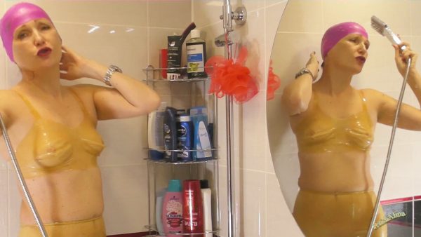 Fetish Alina – Shower Scene in Transparent Latex and Swim Cap