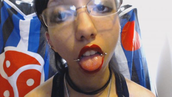Miss Alice the Goth – Red Lipstick Drooling and Spit Bubbles