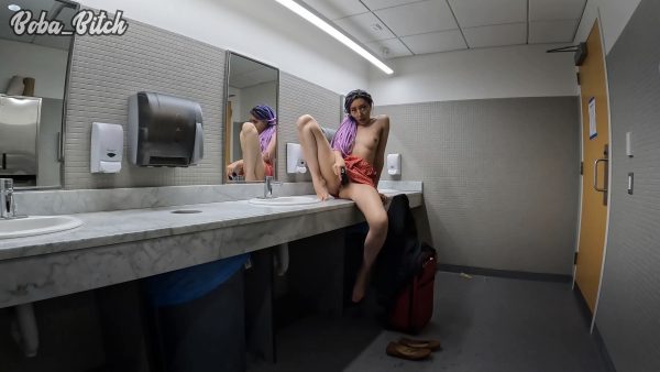 Boba Bitch – CAUGHT Masturbating in Airport Bathroom